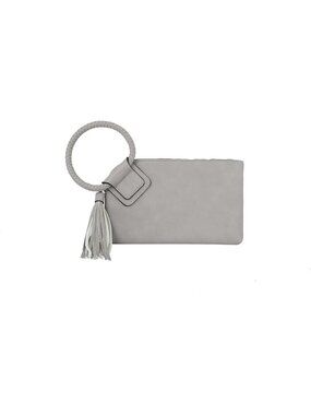 Women's Velvet Grey Leather Formal Purse Wristlet Wallet Casual Evening Handbag